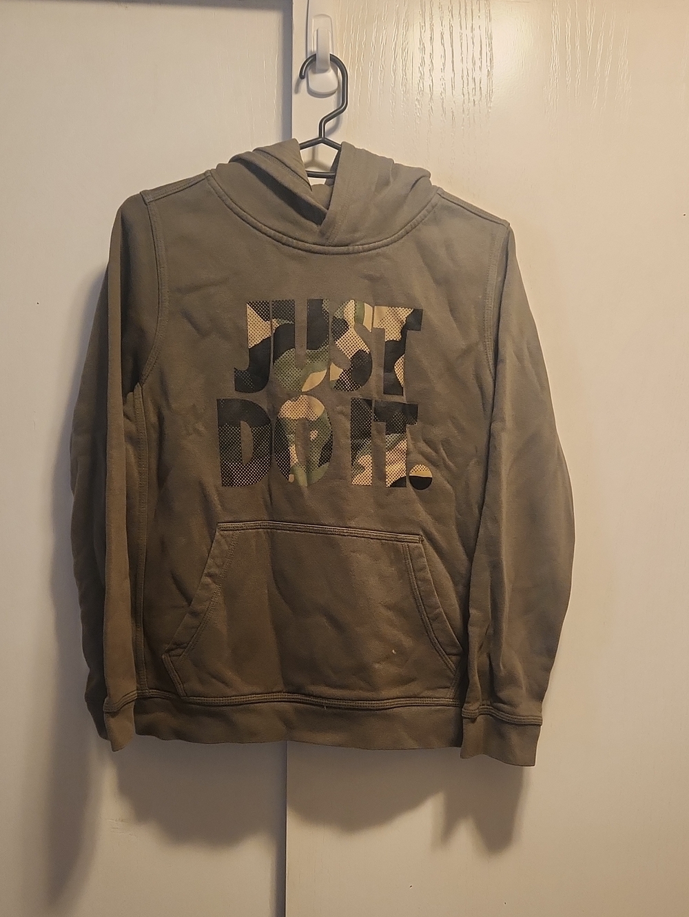 Nike Kids Olive Green Camo 'Just Do It' Hoodie